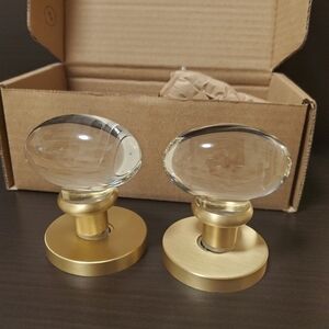 EMTEK‎ Assa Abloy, Dummy, Modern Oval Rosette, Hampton Crystal Knob Set of 2